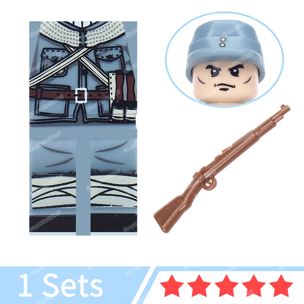 Military WW2 Figures Equipment 98k Chinese Army Eight Way Soldier Building Block Assembly War Legion Model Child Gifts Boy Toys