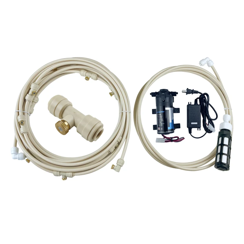 

Greenhouse Watering Systems Misting Cooling Brass Injectors 24V Quiet Self Priming Pump 6M to 15M Color Of Beige Kit