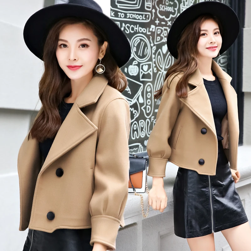 

2020 Spring And Autumn New Coat Female Woolen Short Slim Women's Jacket Woolen Fashion Leisure Clothing Women's Coats Thick Warm