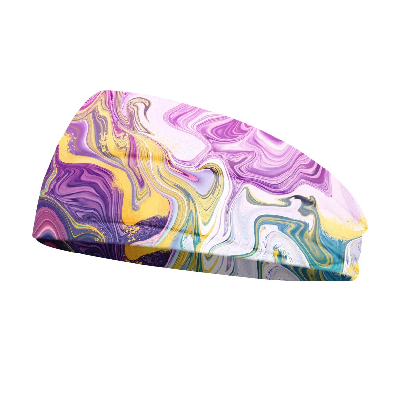 Multicolored print  Elastic Yoga Headband Sport Running Sweatband Outdoor Gym Hair Band Turban Fitness Bandage Sweat Bands