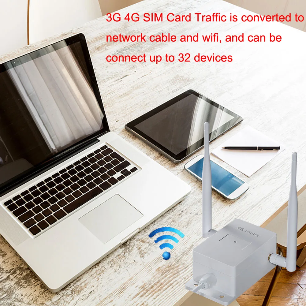 Mobile 4G Wifi Router Sim Card Unlocked With 2 Antennas Wifi Modem 3G 4G LTE CPE IP66 Waterproof 150Mbps for IP Camera