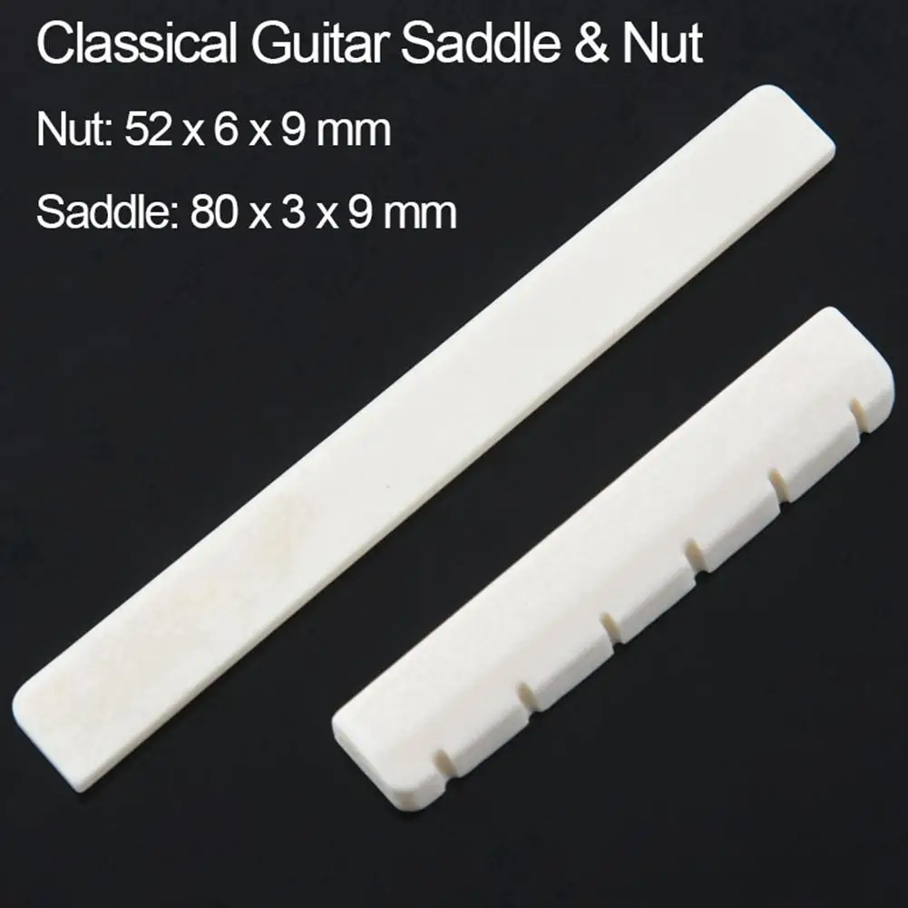 6 String Classical Guitar Saddle + Nut White Bone Bridge For Acoustic Folk Guitar  Replacement Spare Part Guitar White Parts