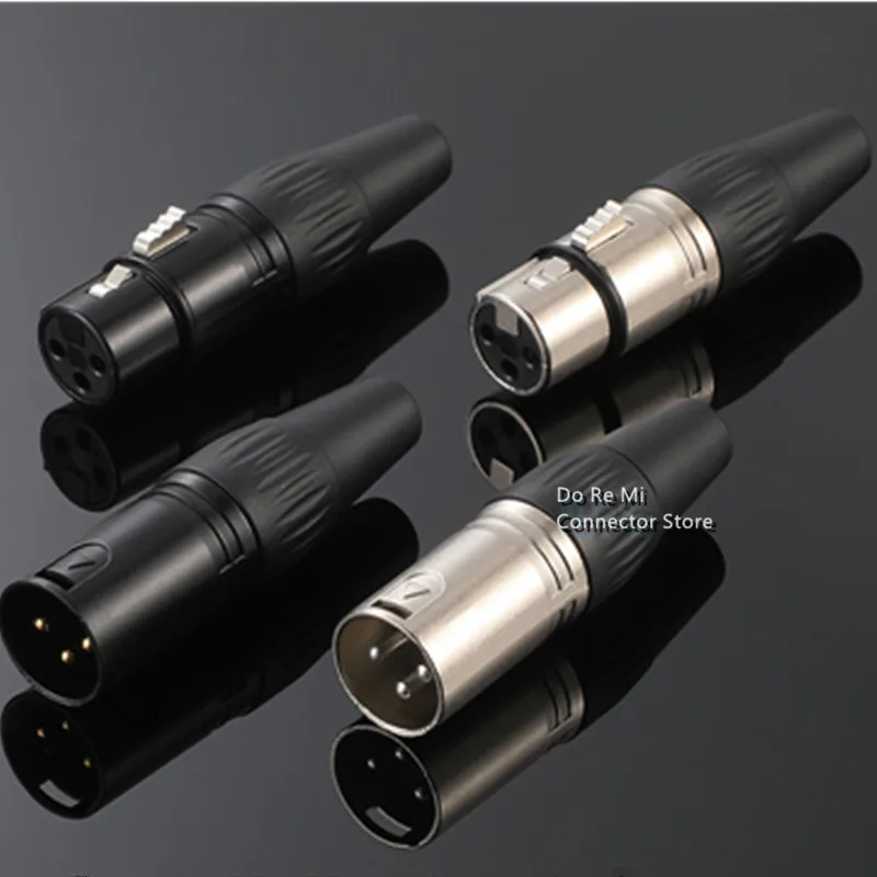 2pcs/lot 3 Pin XLR Male Plug MIC Cable Wire Connector Nickel Plated 3Pole XLR Plug Microphone  Replace the NEUTRIK YS177 YS176