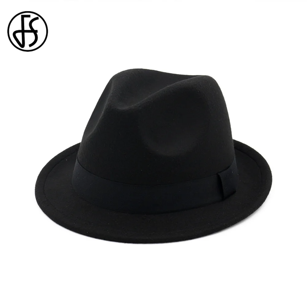 FS Fashion Jazz Cap For Men Women Short Brim Wool Trilby Fedora Felt Hats Vintage Spring Autumn Panama Black Camel Red Blue Hat