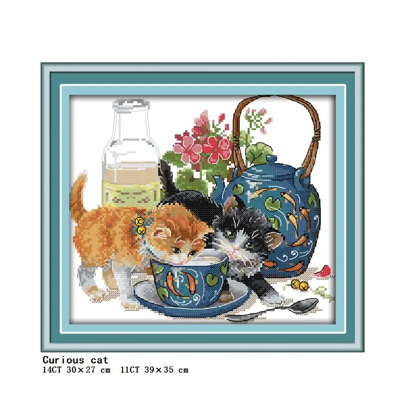 JoySunday animale gatto modello di serie di punto croce kit Aida 14ct 11ct numero di stampa della tela di canapa ago da ricamo FAI DA TE cucito a