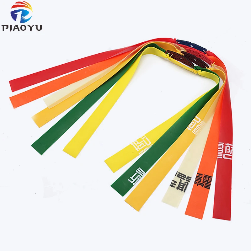 3pc Slingshots Flat Rubber Band Thicknes 0.5-0.8mm 6 Color Catapult Natural Latex Flat Elastic Resilient for Shooting