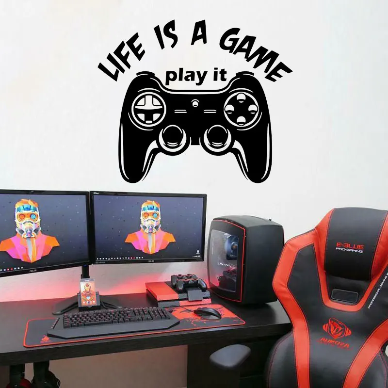 

Life Is A Game Games Video Gamer Wall Sticker Vinyl Home Decor Kids Room Playroom Decals Boy Teen Bedroom Decoration Mural S110