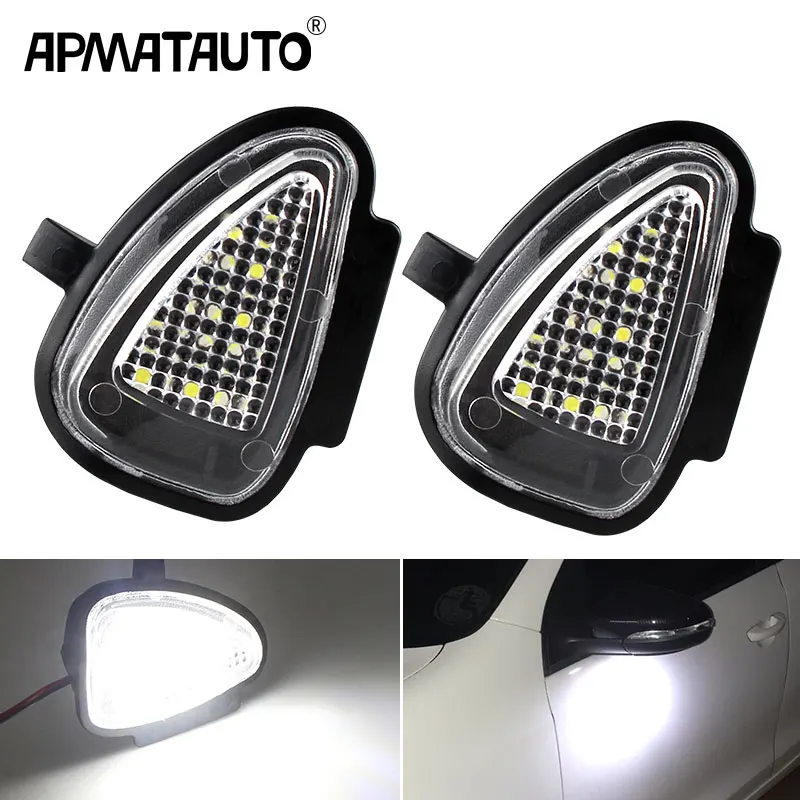 2pcs Error Free White Led Under Side Mirror Puddle Light Canbus For VW Golf 6 MK6 GTI R 2008-2014 Touran 2011-2014