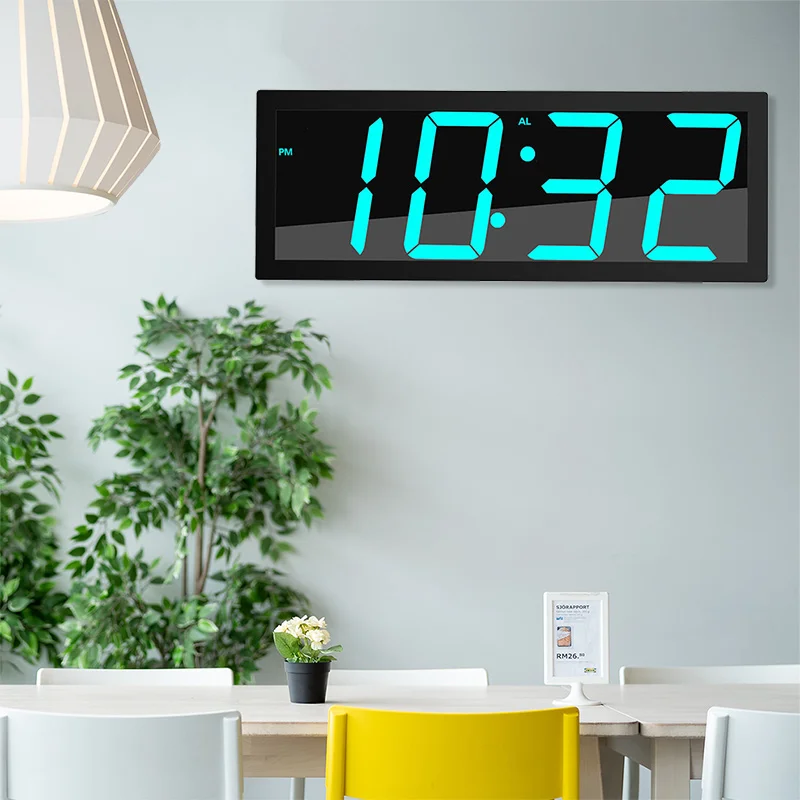 Digital Wall Clock APP Control Alarm Clock Time Date/ Temperature Sound Activate Countdown Stepless Brightness Alarm with Snooze