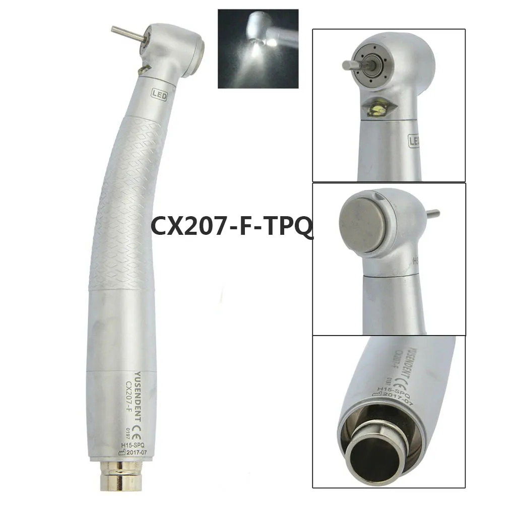 

YUSENDENT Dental E Generator High Speed Handpiece CX207-F-TPQ LED Push Button Turbine Torque Head 3 Water Spray Dentistry Tools