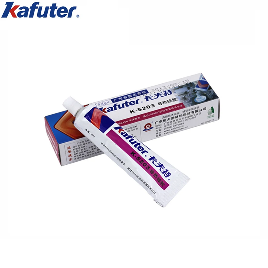 Kafuter 80G K-5203 LED ความร้อนซิลิโคน CPU Bonding กาวซิลิโคนความร้อนค่าสัมประสิทธิ์1.2สีขาว