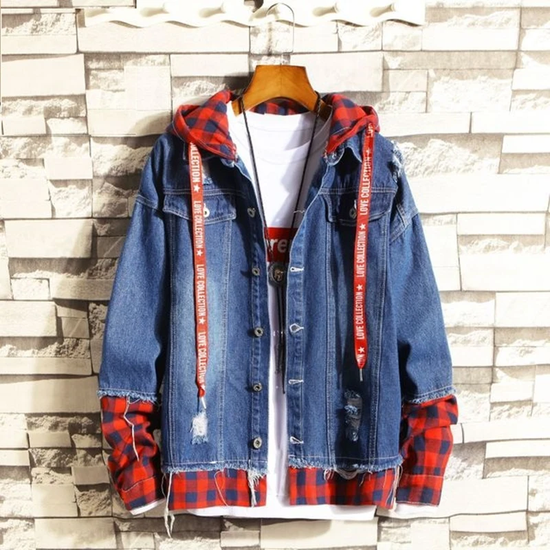 

Autumn Retro Denim Jacket Mens Hip Hop Jeans Coat Casual Bomber Jacket Outerwear Male Letter Print Cotton Denim Jackets Nice New