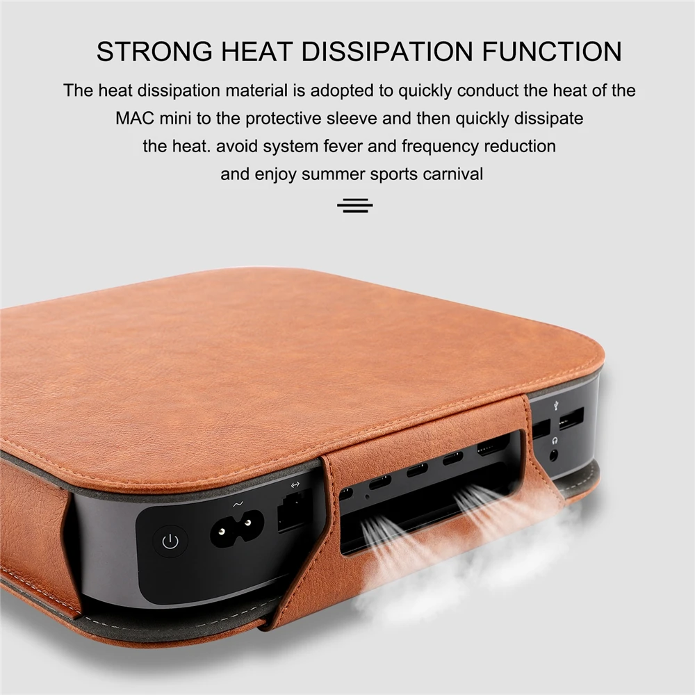 Protective Cover Case For Apple Mac mini case M1 M2 pro stand PU Leather Shin Sleeve Shockproof Stand Holder Bracket Storage Bag