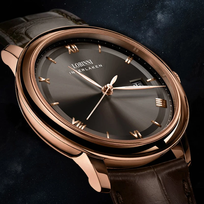 Lobinni novo relógio de pulso mecânico automático masculino vidro safira à prova dwaterproof água 50m relógio luxo movimento gaivota relógios