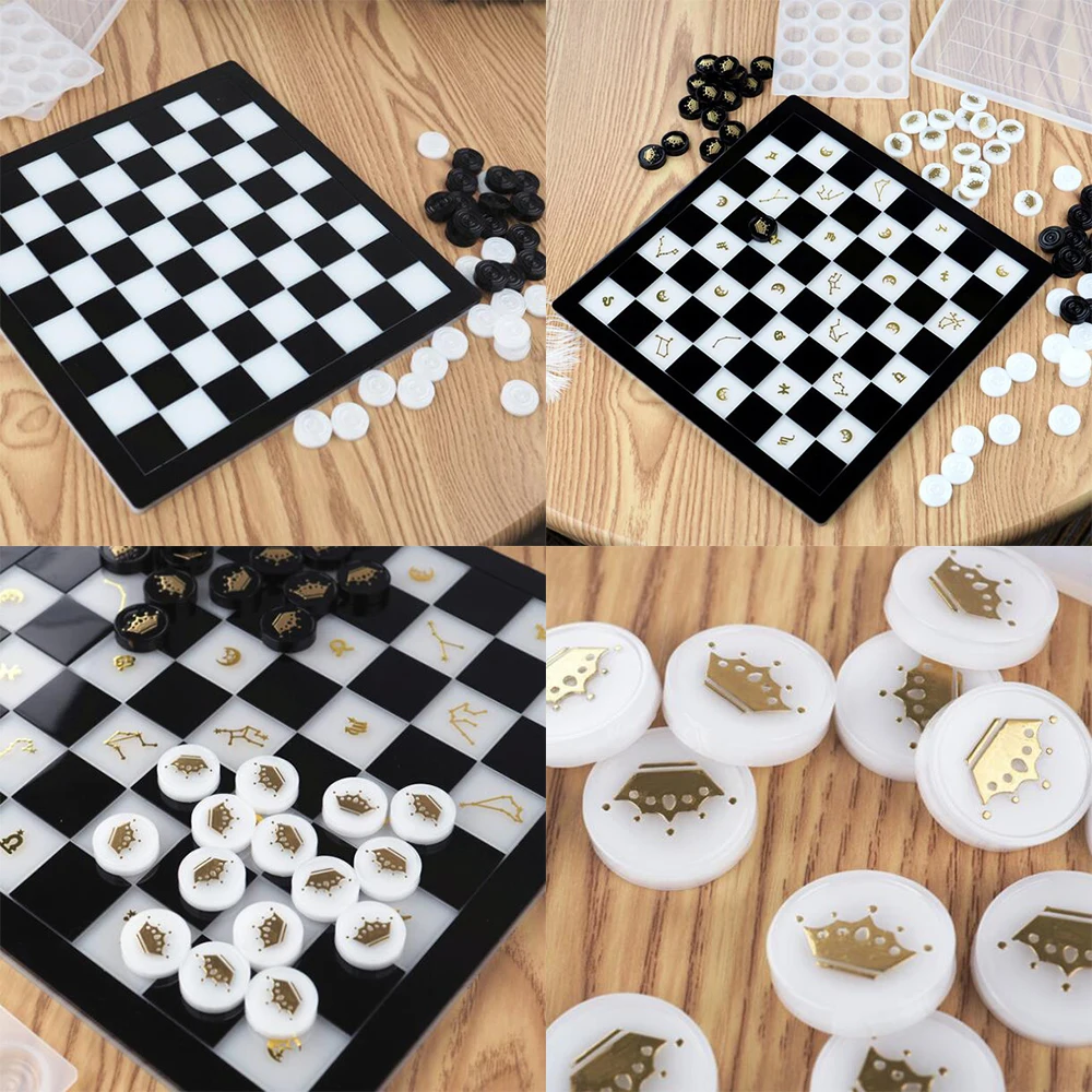 Resina Epóxi Fundição Moldes para Chess Internacional Placas, 3D Silicone Mold, UV Xadrez Decor, Artesanato Conjunto de Ferramentas, DIY