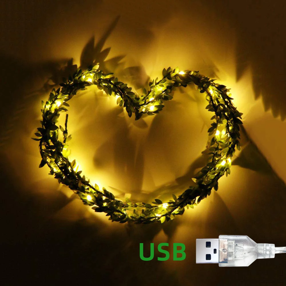 Guirnalda de luces navideñas para exteriores, guirnalda de alambre de cobre con batería y USB para decoración de fiestas y bodas, 100led, 10M