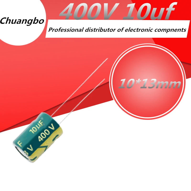 10pcs 10*13mm 400V10UF plug-in aluminum electrolytic capacitor size 10*13 400V 10uf 20%