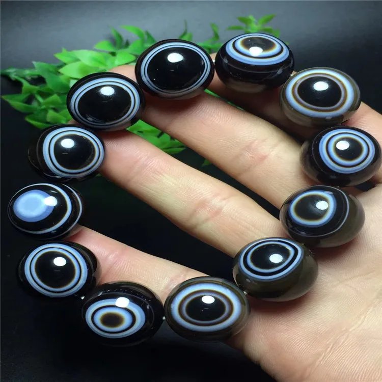 

NATURAL BLACK AGATE BRACELET JADE BRACELETS BANGLES SKY EYE FIRST-LINE PHARMACIST 18MM ROUND BEADS JADE JEWELRY ADD CERTIFICATE