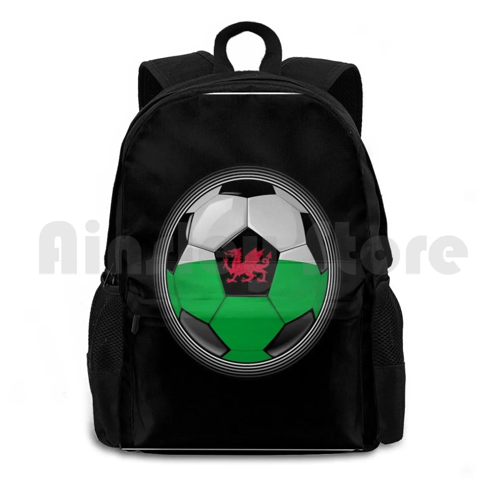 Wales-Welsh Flag-Football Or Soccer Outdoor Hiking Backpack Waterproof Camping Travel Wales Welsh Cymru Cymraeg Uk United