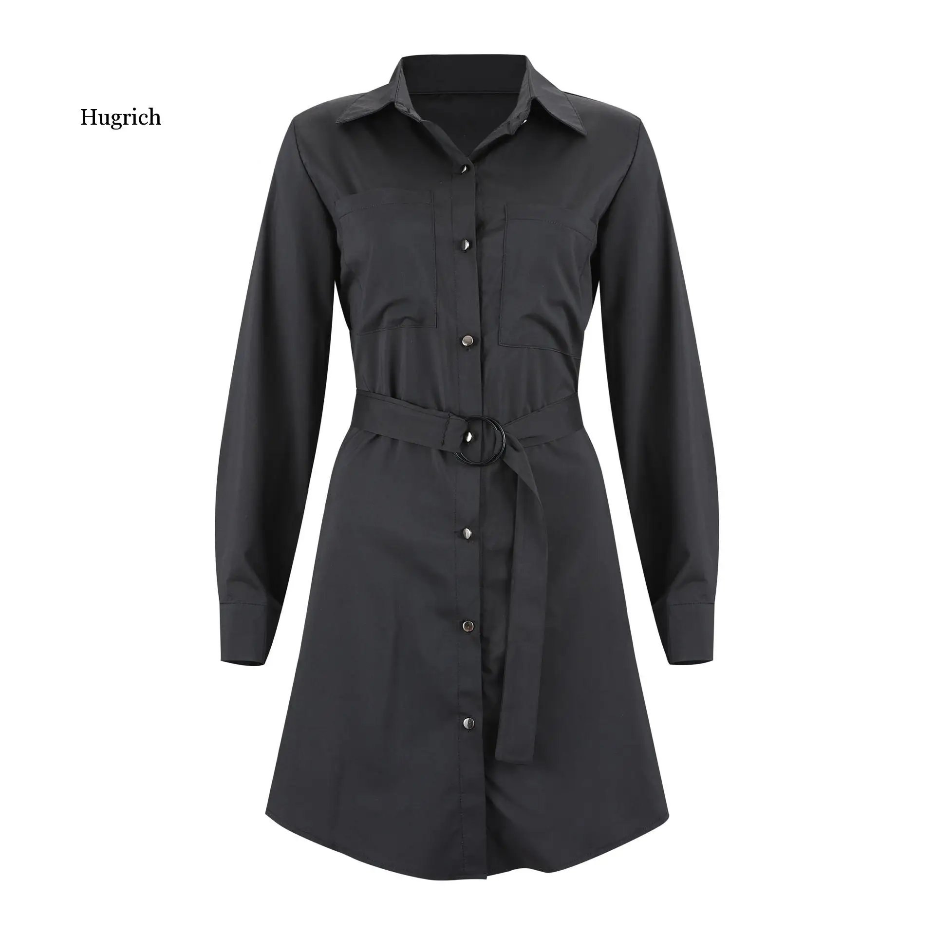 Casual Shirt Dresses Women Summer Autumn Sexy Dress Office Dress Buttons Turn-Down Long Sleeve Bandage Elegant Dresses Vestidos