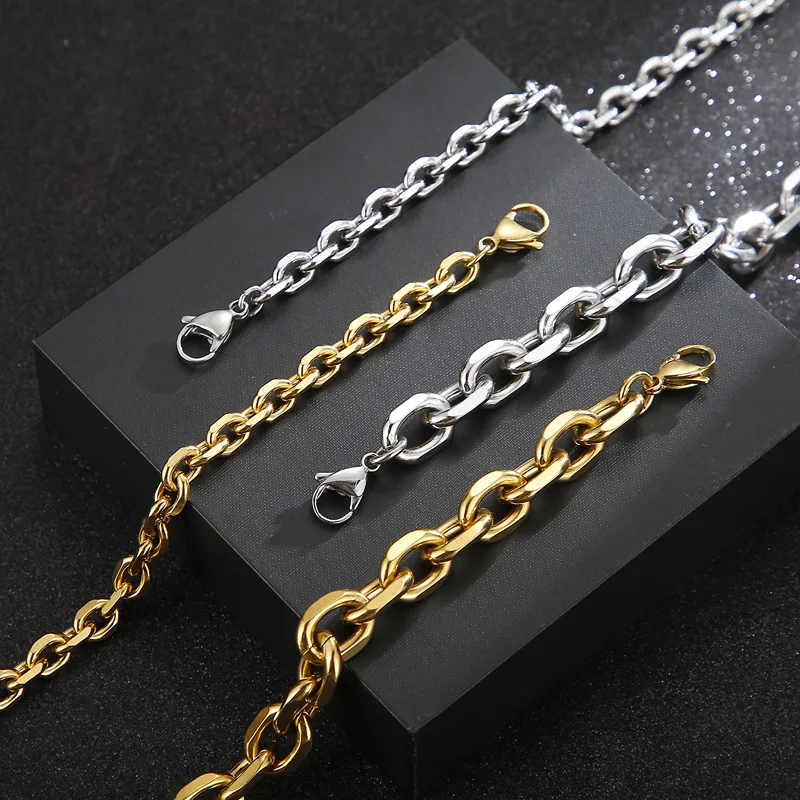 Karen 4mm 5mm 6mm 10mm O-Chain Simple Fashion Men's Stainless Steel Bracelet Custom