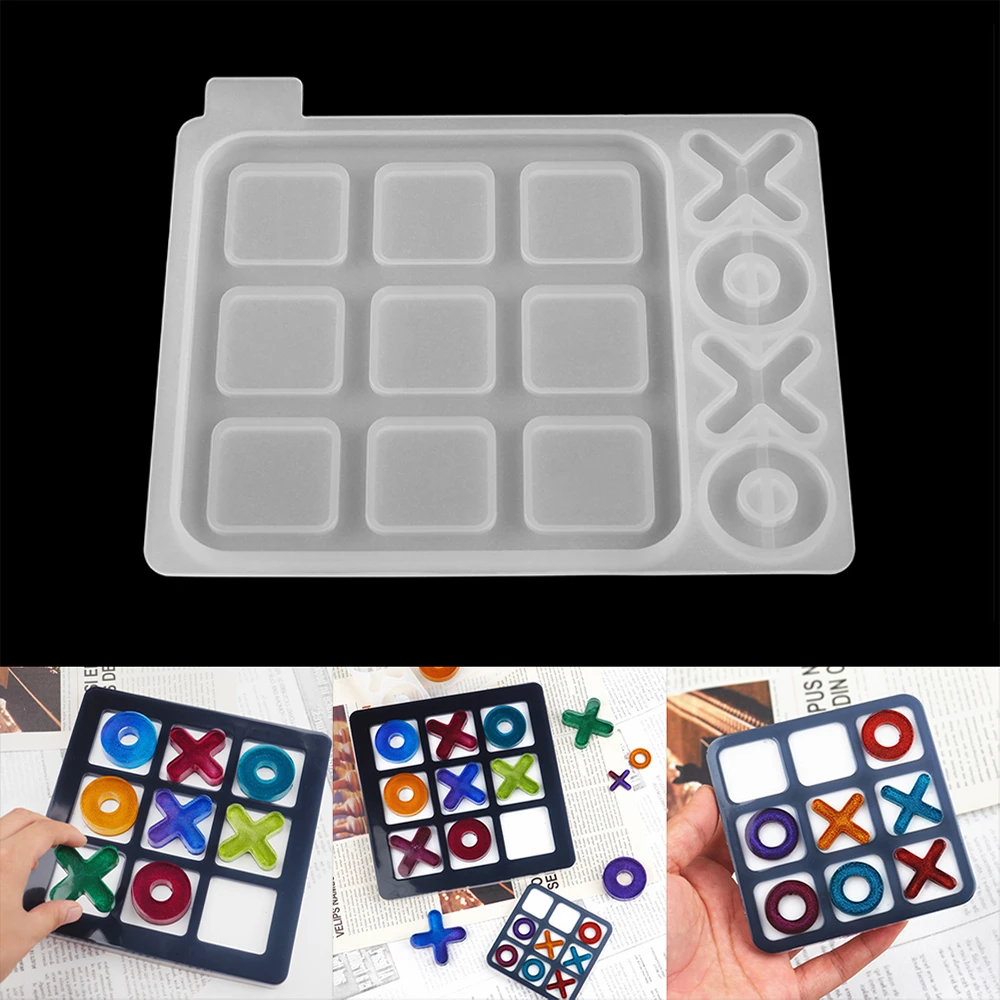 Tic-Tac-Toe 13x11cm Ox Chess Game Epoxy Resin Mold Mirror Silicone Mold For DIY Resin UV Epoxy Jewelry Handmade Making Tools