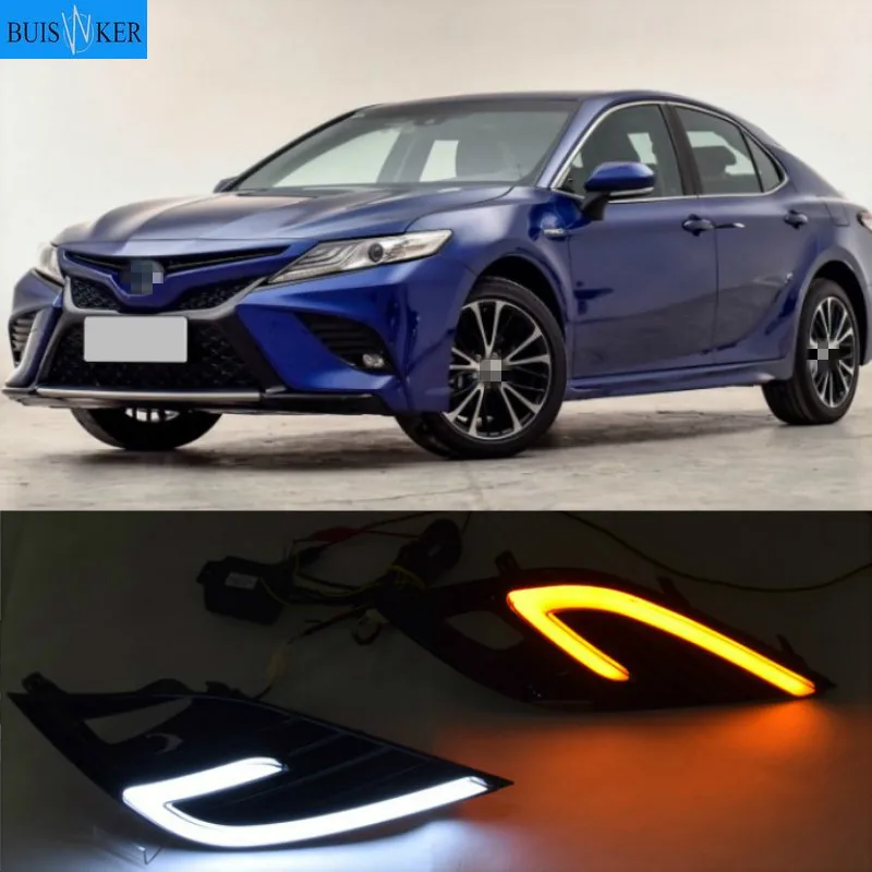 

2pcs For Toyota Camry 2018 2019 XSE SE DRL LED Fog Lamp Daytime Running Lights Driving Light With Turn Signal lamp