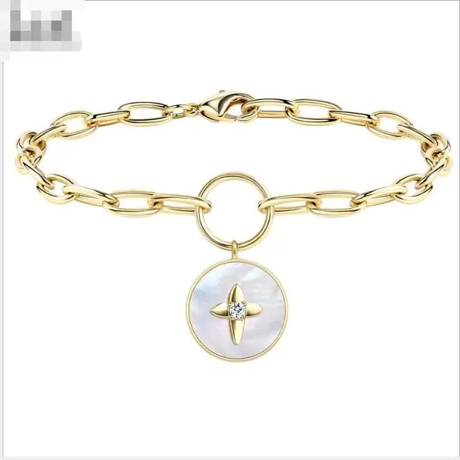 WT-B570 Natural Round Pearl Shell Thick Chain Bracelet, Europe and the United States cross border explosive style, personality