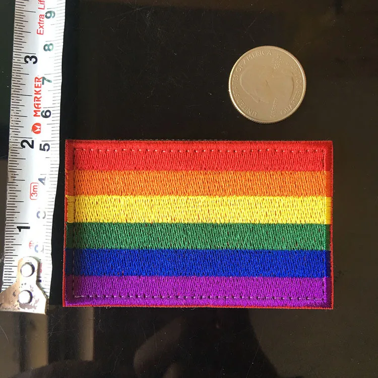 Pegatina de banderines de arco iris, parche bordado de Velcro LGBT, pegatina de tela