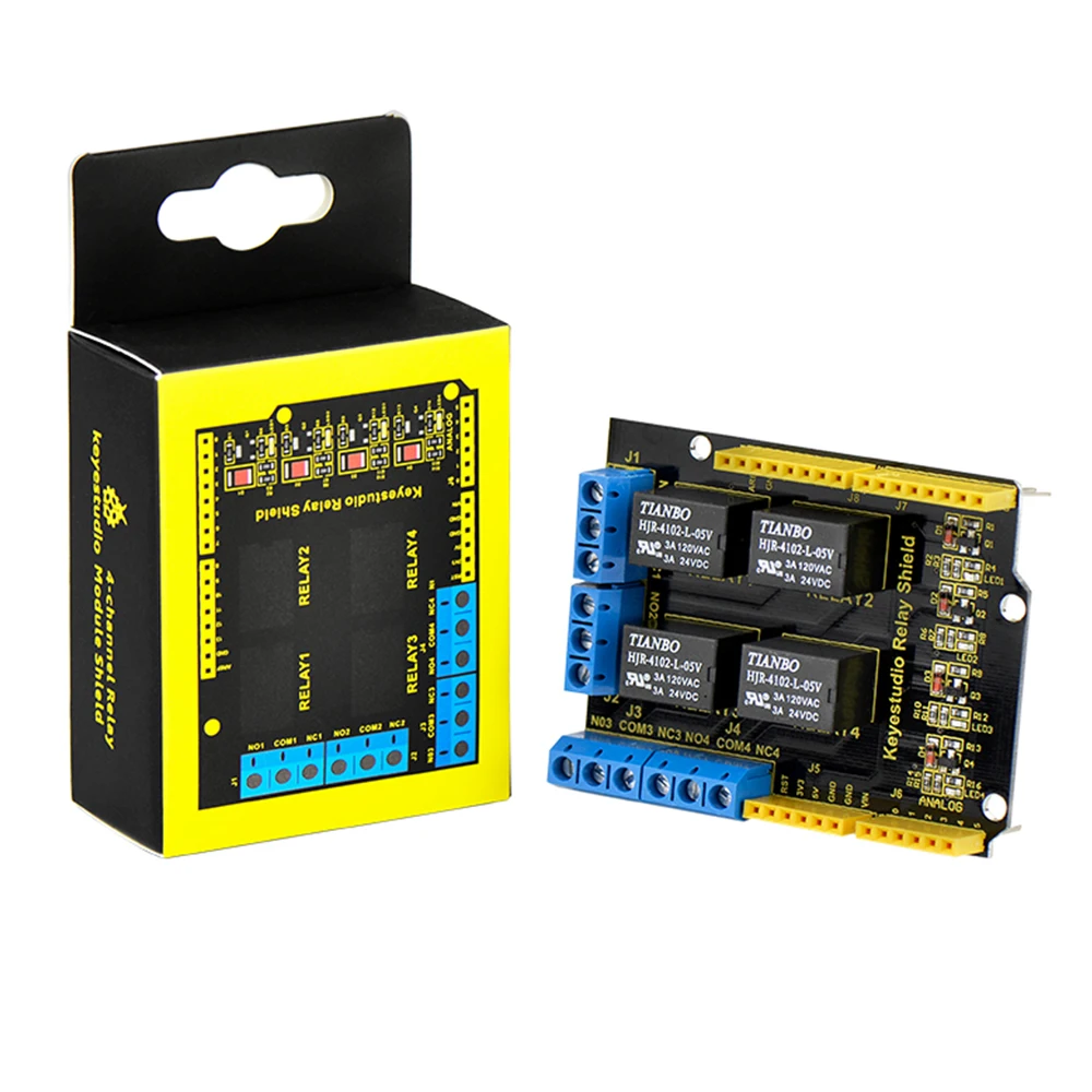 Keystudio – Module de bouclier de relais pour Arduino UNO R3, 4 canaux, 5V