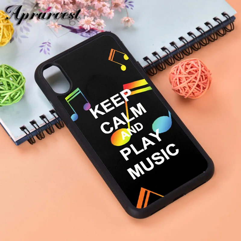 Aprarvest Keep Calm Music Silicone Rubber Phone Case Cover For iPhone 6 6S 7 8 PLUS X XS XR 11 12 MINI PRO MAX