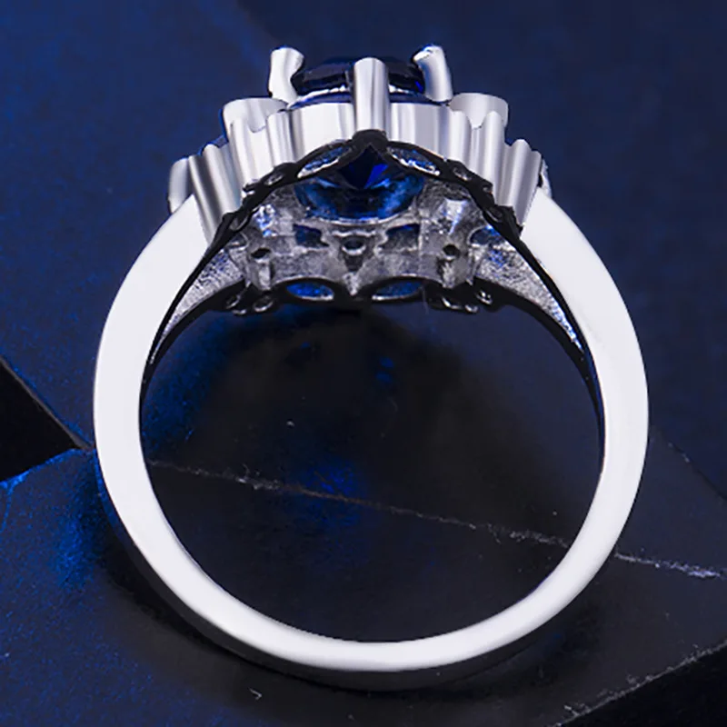 Cellacity Silver  ring for charm female  luxury  designer ruby finger ring Sapphire Aquamarine women fine Jewelry Size 6-10
