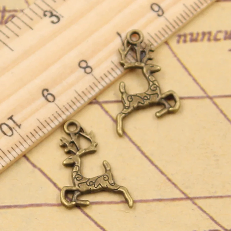 40pcs Charms Christmas Sika Deer 22x14mm Antique Pendants Making DIY Handmade Tibetan Bronze Silver Color Finding Jewelry