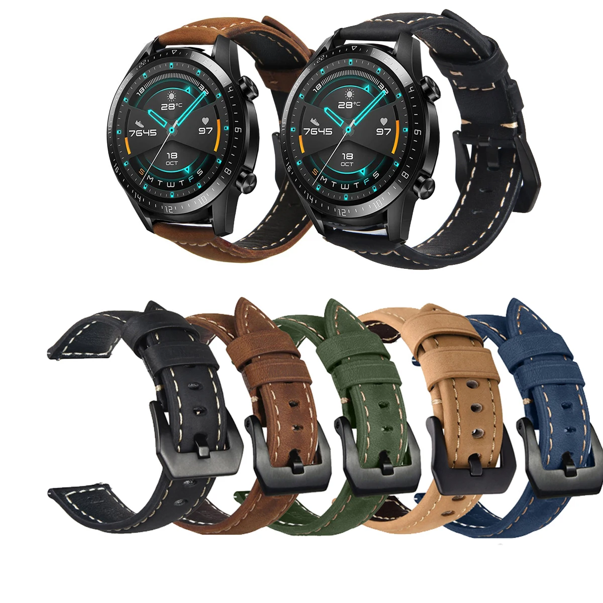 Crazy Horse Genuine Leather Strap Band for Huawei Watch GT 2 2e 3 GT2 Pro GT3 SE / GT4 46mm Honor Magic watchbands 20mm 22mm