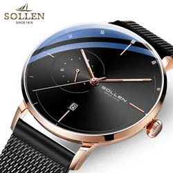 Luxury Brand Switzerland SOLLEN Japan MIYOTA Automatic Mechanical Men's Watches Sapphire Waterproof Luminous Hands Clocks SL305