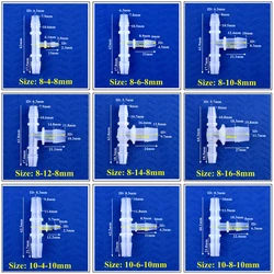 Conector t para irrigação em aquário, mangueira redutora pp 8 10mm a 4 ~ 16mm, 5 a 200 peças