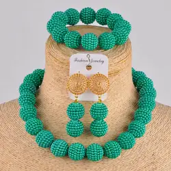 Majalia Nigerian Wedding Woman African Bead Jewelry Set African Wedding Necklace Army Green Plastic Jewelry Sets zh-20