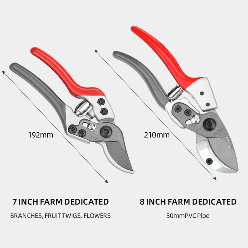 AIRAJ-tijeras de podar de acero inoxidable para jardín, herramientas de injerto para bonsái, cortadas de ramas y tubos de PVC de 30mm de grosor, 7/8