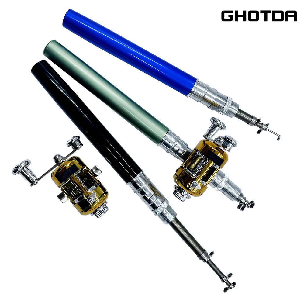 Mini Pocket Pen Shape Aluminum Alloy Fishing Rod Portable Baitcasting Rod + Fishing Reel Set Combos Pesca