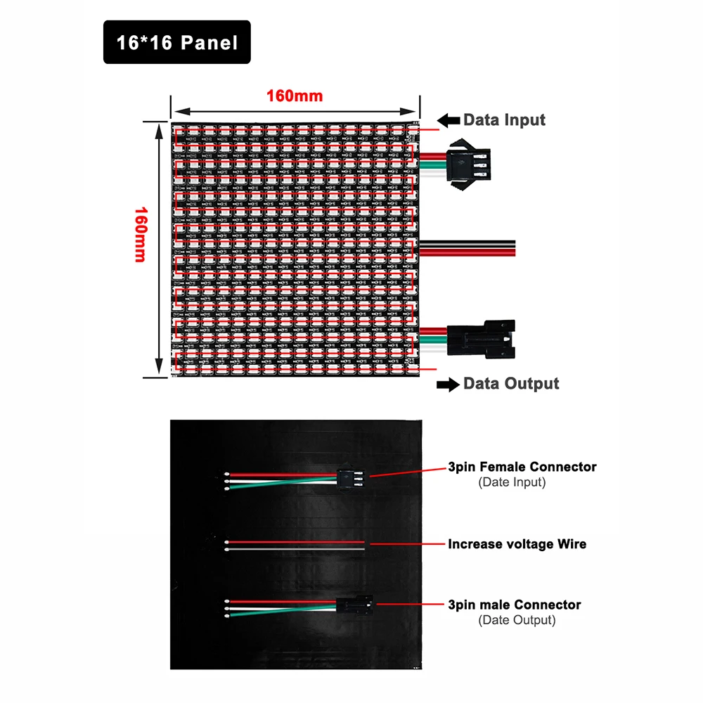 RGB SMD гибкая панель WS2812B, 5 в постоянного тока, 5050 дюйма, 8x8, 16x16, 8x32 дюйма, матричный экран, микросхема WS2812, светодиодный модуль с