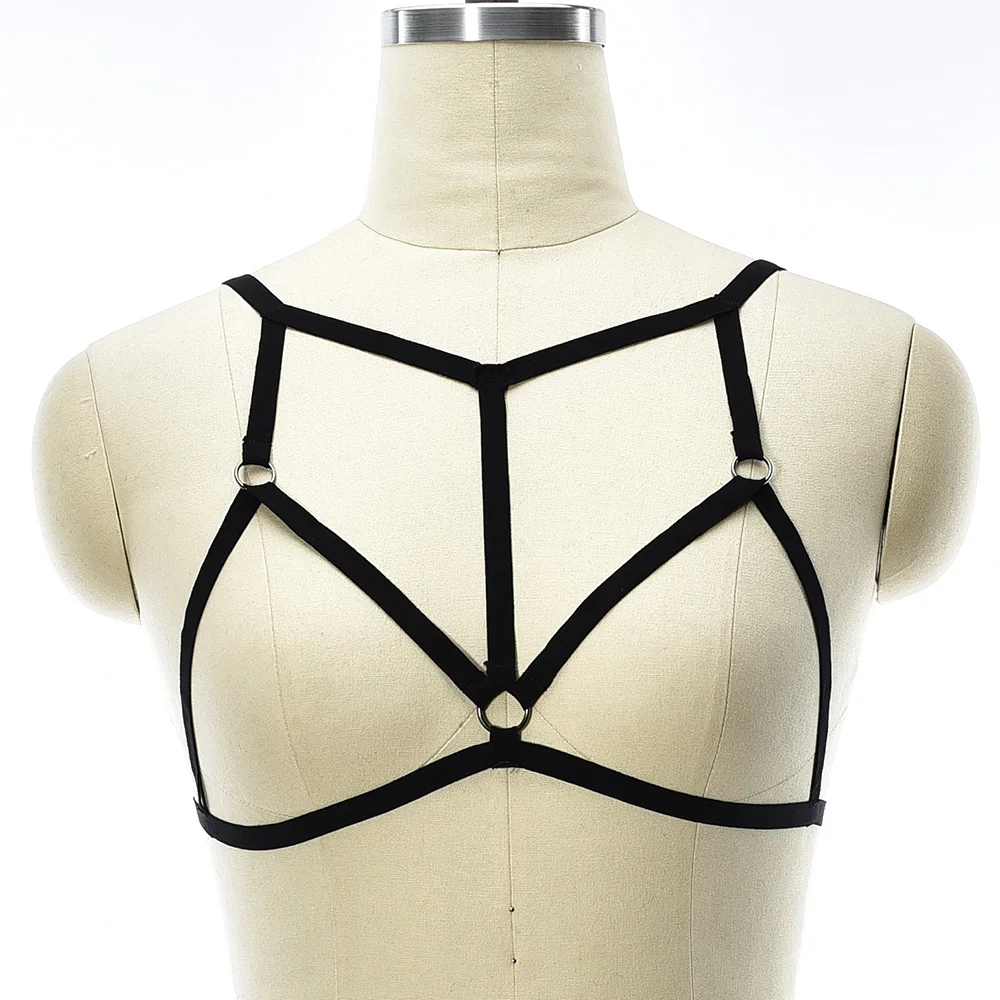 JLX.HARNESS Woman Soft Bra Sexy Lingerie Body Harness Bondage Cage Carnival Rave Body Harness Belt Crop Top Bra