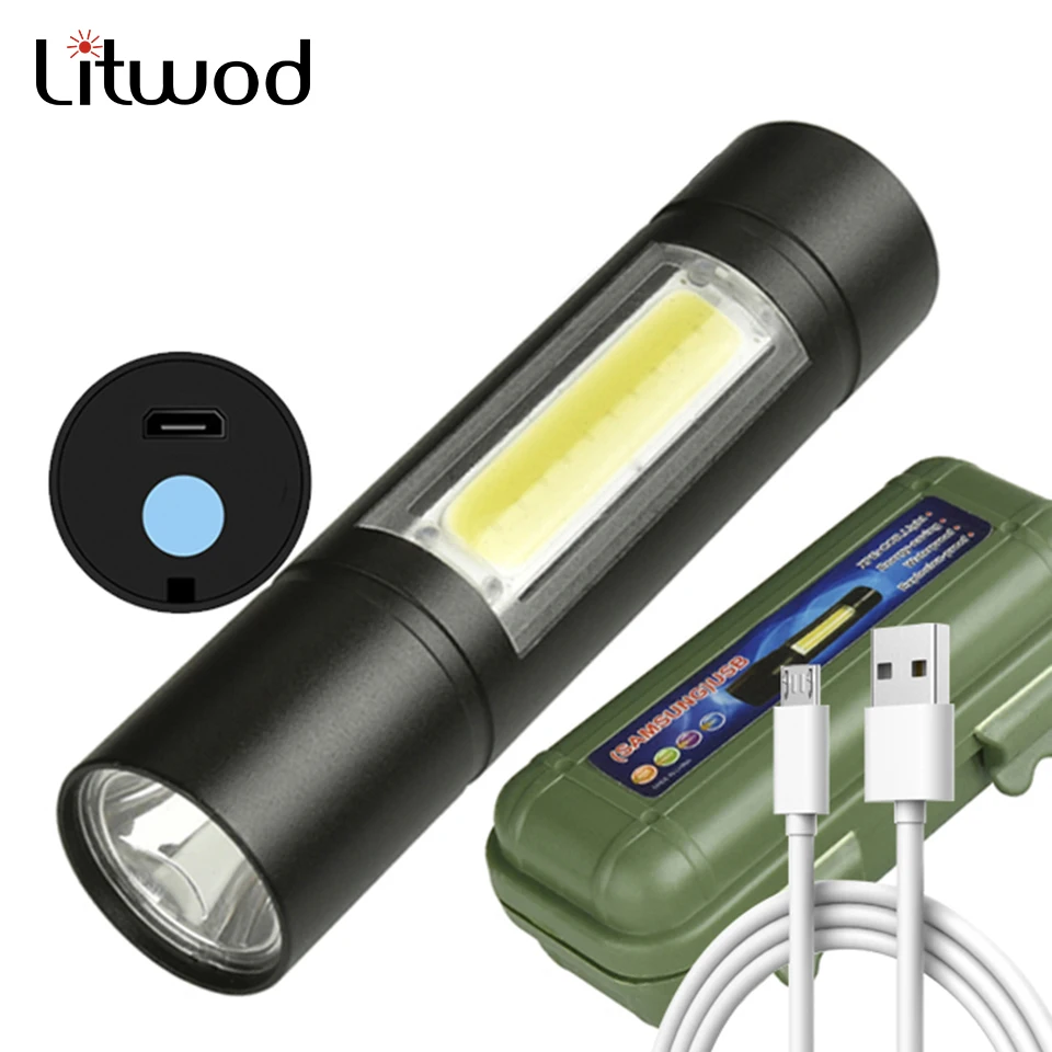 Penlight Rechargeable Built in Battery Led Flashlight Torch Lamp for Outdoor Waterproof 2000 Lumens Resistant Self Defense Light