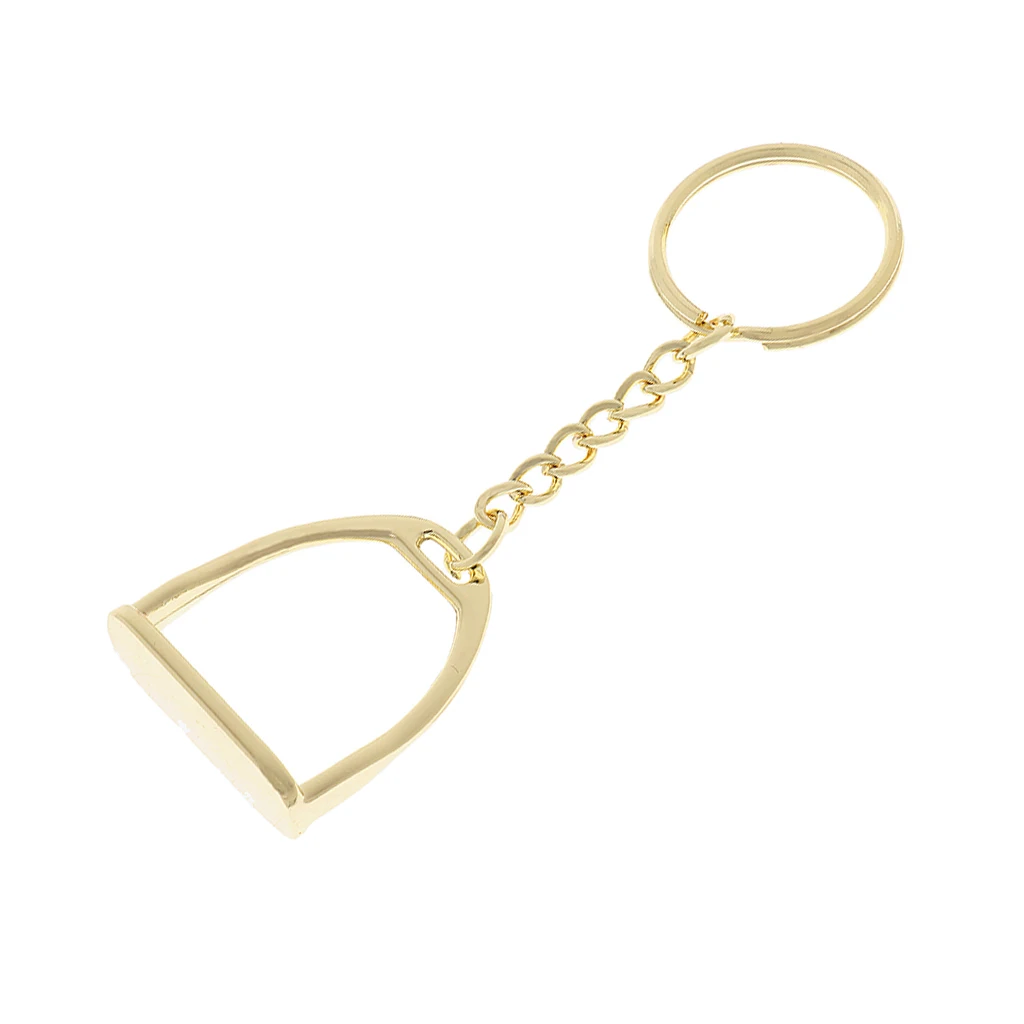 Gold Zinc Alloy Western Keychain Stirrup Key Ring Hanger Backpack Hangbag Decoration Tool Equine Gear 8cm