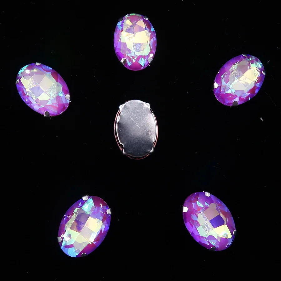Ovale Silber-Krallenfassungen, 20 Stück/Packung, 10x14mm, 13*18mm, Jelly Candy AB Farben, Glaskristall, zum Aufnähen, Strass-Applikation, DIY-Besatz – Detail 10