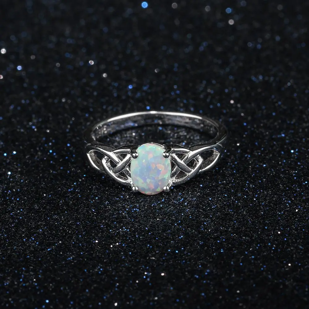 VENTFILLE 925 Sterling Silver Vintage Fashion Setting Opal Stone Gem Ring Dla Kobiet Rozmiar 6-10 Anillos Anel