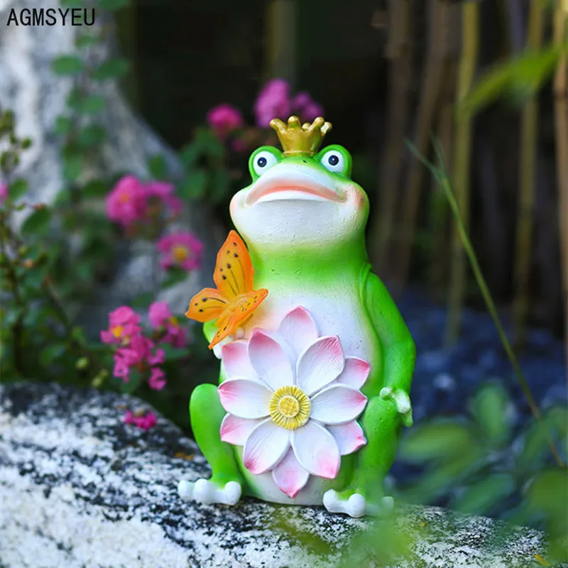 AGMSYEU solar lights ornaments frog butterfly lights resin crafts outdoor garden lawn lighting landscape sculpture waterproof