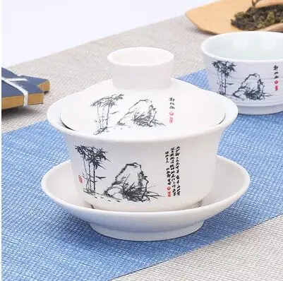 Chinese handgeschilderde Kungfu theeservies, terrine Dehua, wit porselein, Gaiwan, pannenset voor op reis, snelle kop, hoge kwaliteit