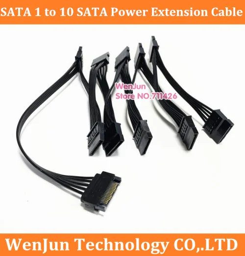 

15Pin SATA 1 Male to 10 Female SATA Power Supply Splitter Cable SATA Multiple Hard Drive Extension Power Cord for DIY PC Sever