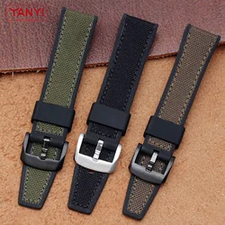 Thickened nylon strap with Silicone Rubber bottom watchband 21mm 22mm for seiko SUR325P1 timex tissot watch band mens wristband