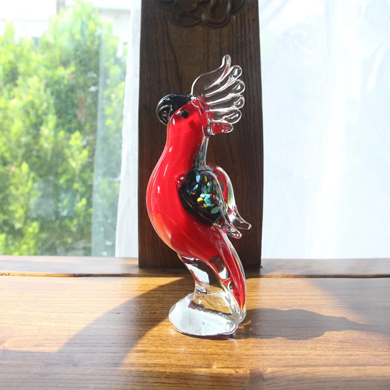 Boshan Glass Parrot Bird Handicrafts Animal Home Furnishings New House Living Room Model Room Decoration Birthday Gift